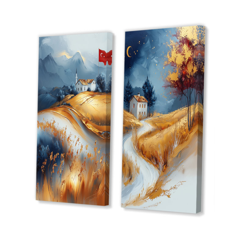 Paysage anatolien en Turquie I - ensemble d'art mural Turquie 2 pièces, H 28 po x l 24 po, Toile tendue