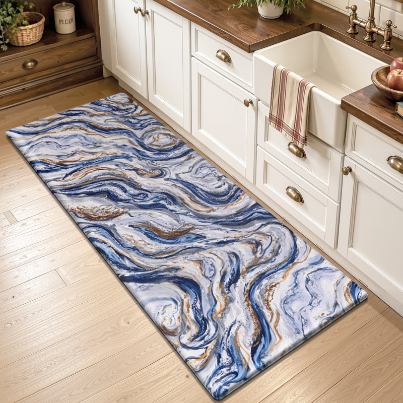72" x 24" Anti-Fatigue Non-Skid Kitchen Mat, Blue