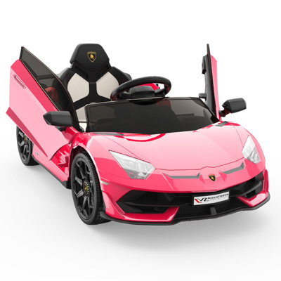 Voiture 12 V Lamborghini homologuée 12 V pour enfants, voiture de sport à batterie avec télécommande, 2 vitesses, son, phares à DEL et portes hydrauliques