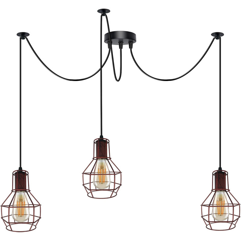 - Light Rustic Red Cluster Pendant, 3