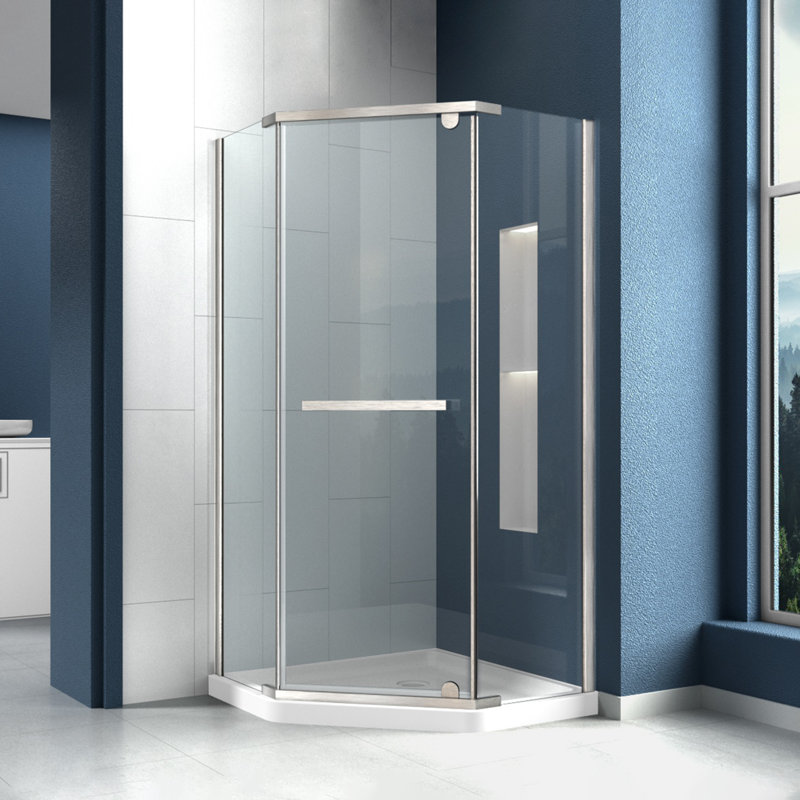 38 in. x 38 in. x 72 in. Semi-Frameless Neo Angle Corner Shower in White