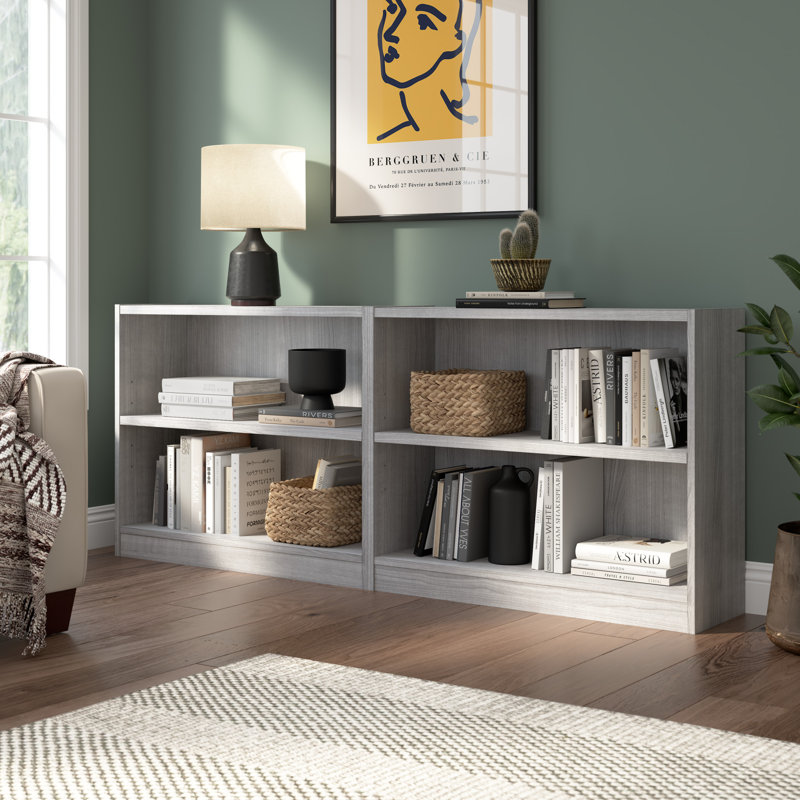 Paulica Small 2 Shelf Bookcase - Set of 2, Storage Bookshelves for Home Office and Living Room, Platinum Gray