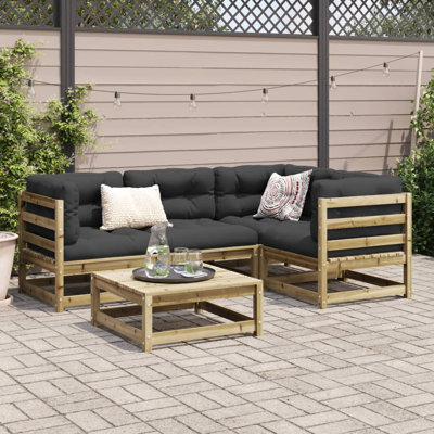 Brayden Studio 5 Piece Garden Sofa Set Impregnated Wood Pine