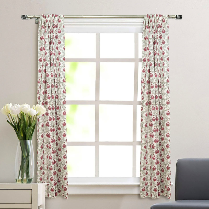 Rideau en lin de couleur bloc, tissu naturel, style bohémien - Madhubala, L 54 po x L 96 po