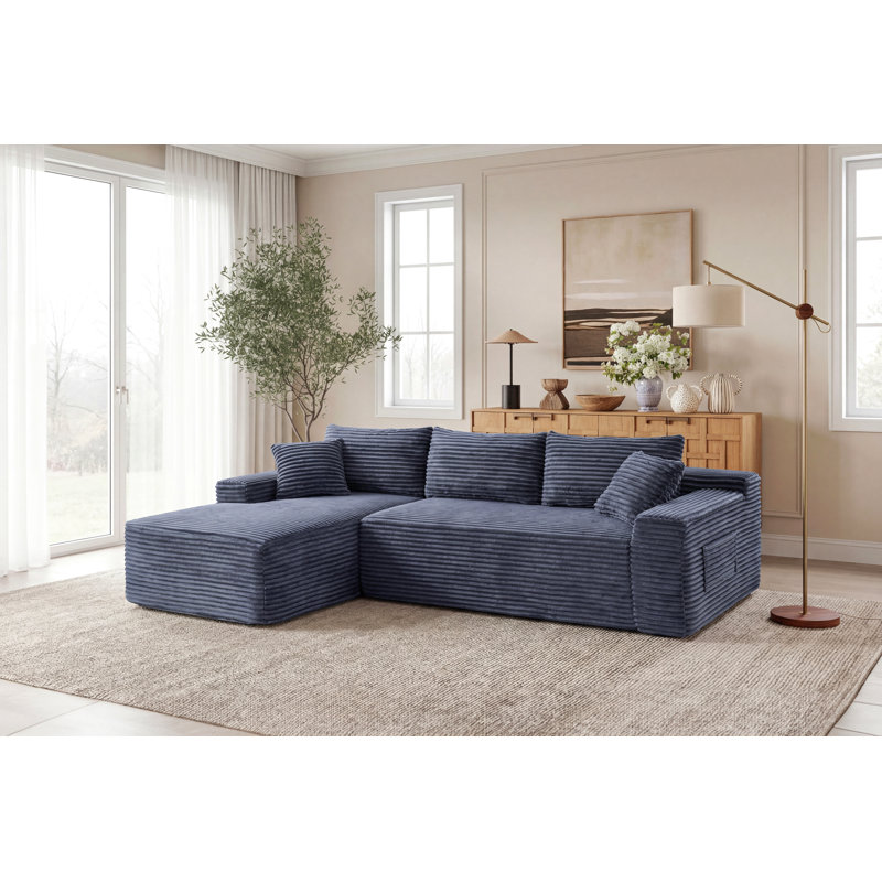 Canapé modulaire 106,3 po Cloud, 33" H x 106.3" W x 69" D, Left Hand Facing, Gray Corduroy