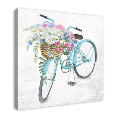 «Painted Floral Bike», reproduction d'art sur toile tendue