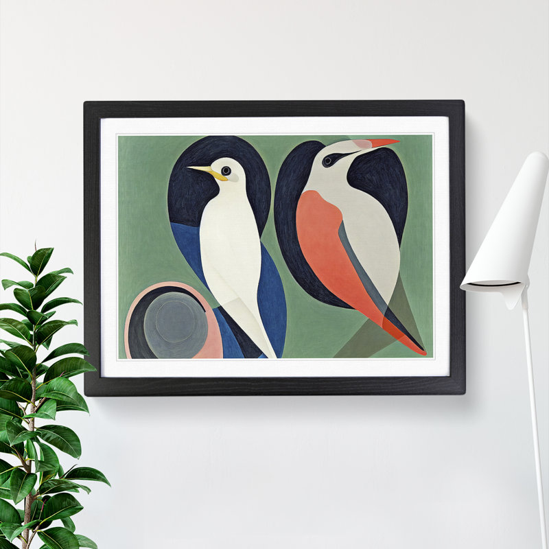 Two Abstract Birds - Framed Print, Black Framed, 25cm H x 34cm W x 2cm D