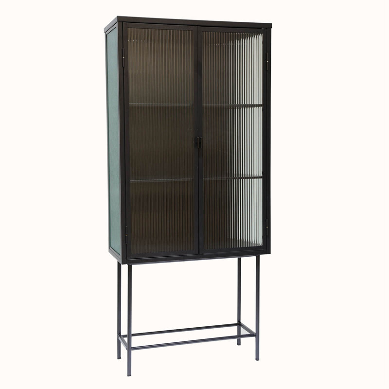 Armoire d'appoint en verre, Noir, noir, noir, noir