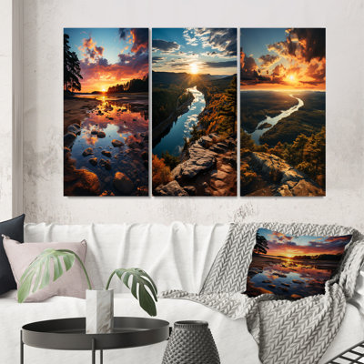 " Sunset In New Jersey Landscape " 3 - Pieces