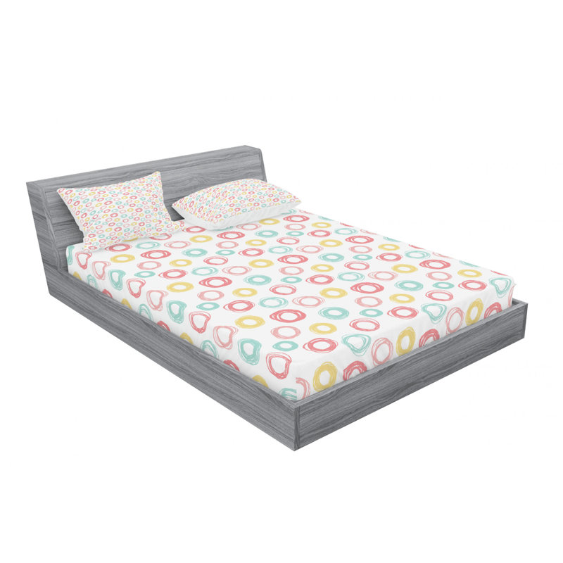 Microfiber Geometric Sheet Set, Full Sheet Set with Fitted Sheet