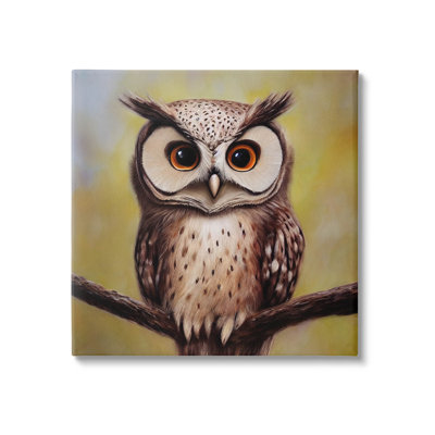 " Detailed Owl Perched Wildlife " Painting Print