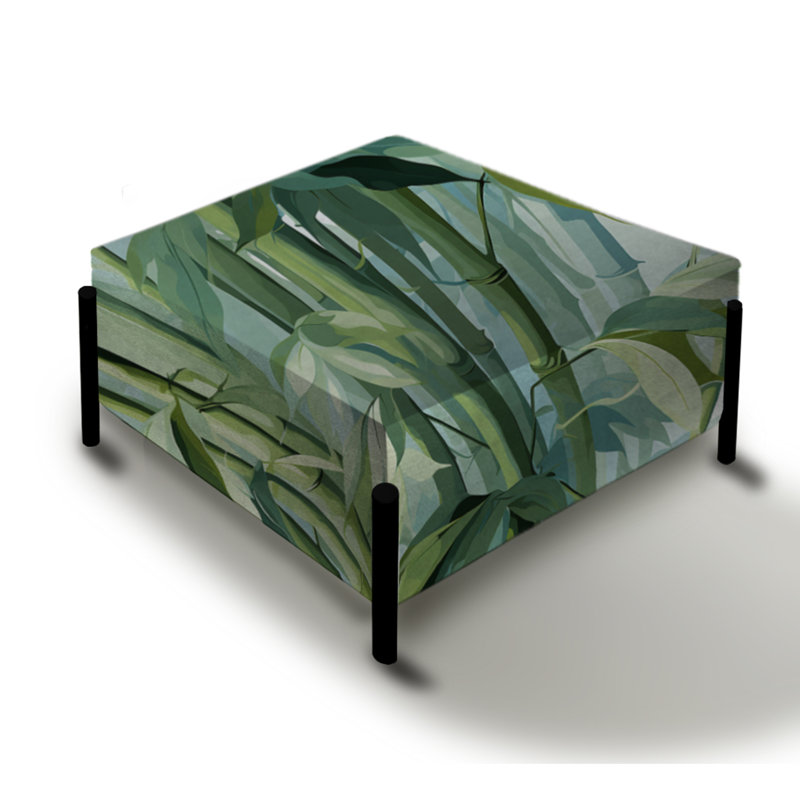 Japan Bamboo Zen Channel - Japanese Large Square Ottoman