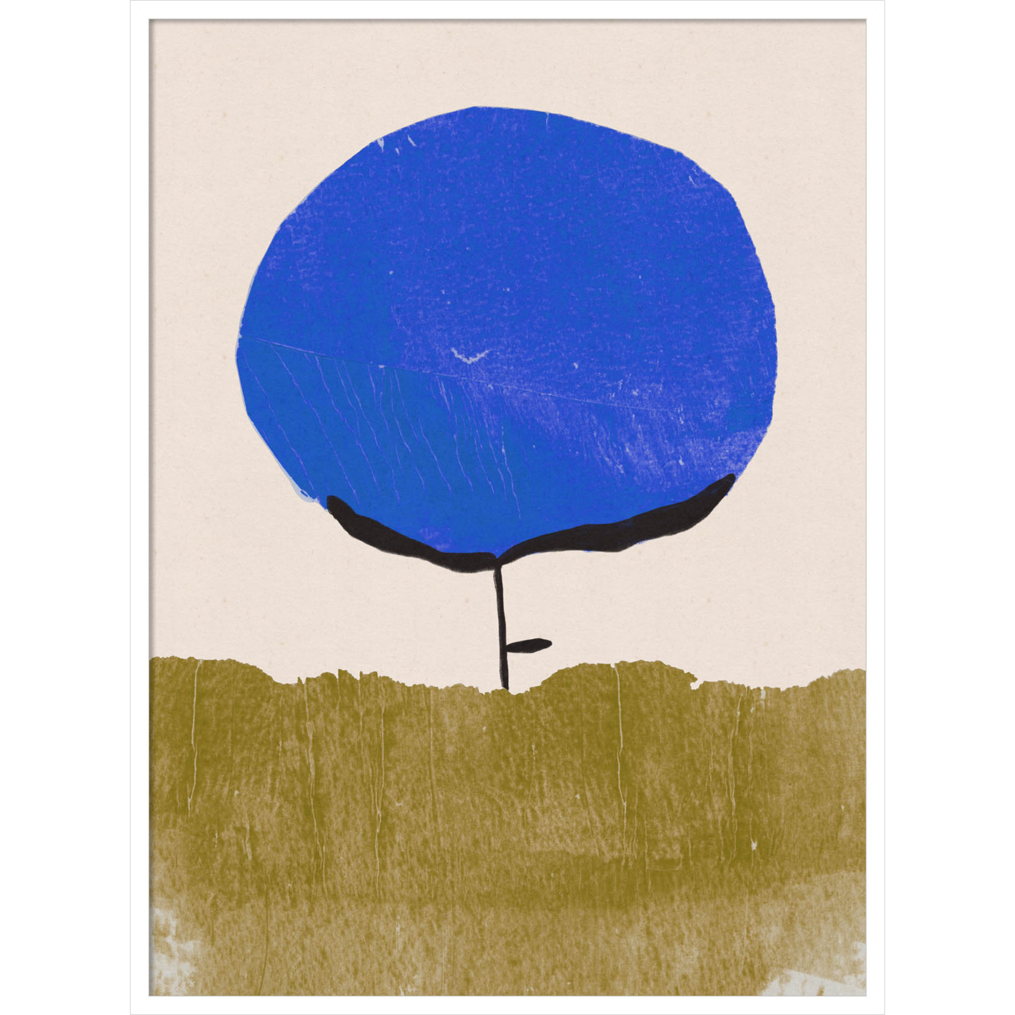 Blue Flower by Alisa Galitsyna Wood Framed Wall Art Print, 41" H x 31" W, White