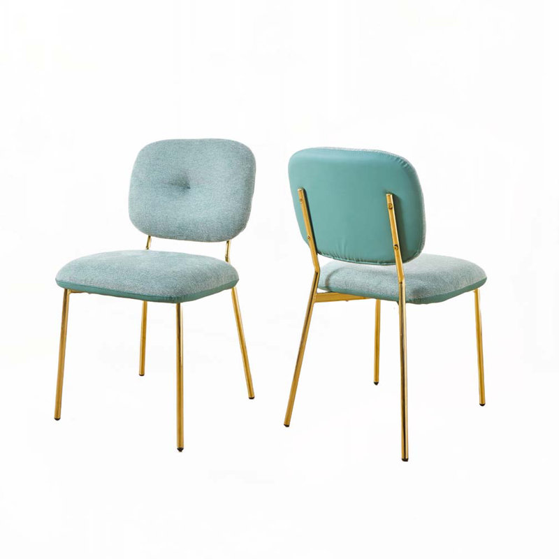 Chaises de salle à manger rembourrées, Vert, Doré