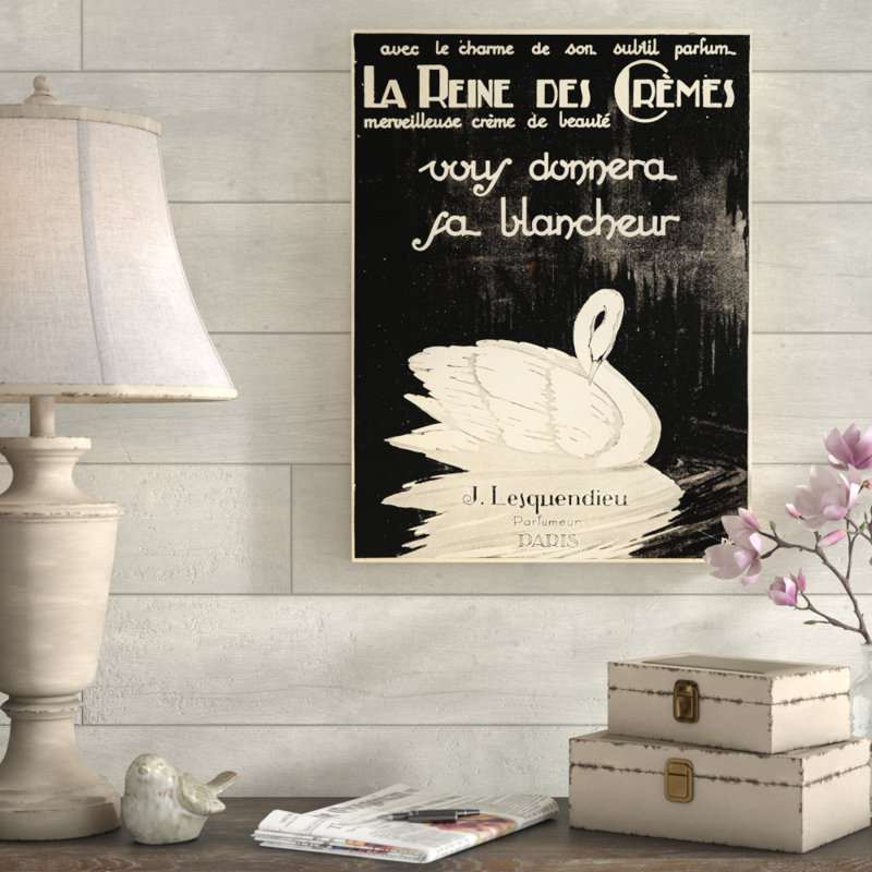 « lesquendieu cremes », affiche rétro sur toile tendue, H 24 po x l 18 po x P 2 po
