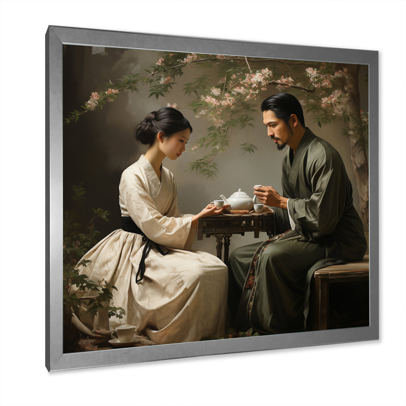 Asian Art Harmony in Tea I - reproduction d'art, H 36 po x l 36 po x P 1,5 po, Cadre simple argenté