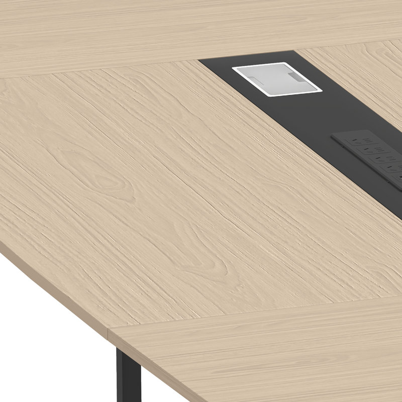 Table de conférence de 2,44 m (8 pi) avec prises électriques, table de réunion moderne de 2,28 m (89,7 po) avec passe-câbles et borne de recharge
