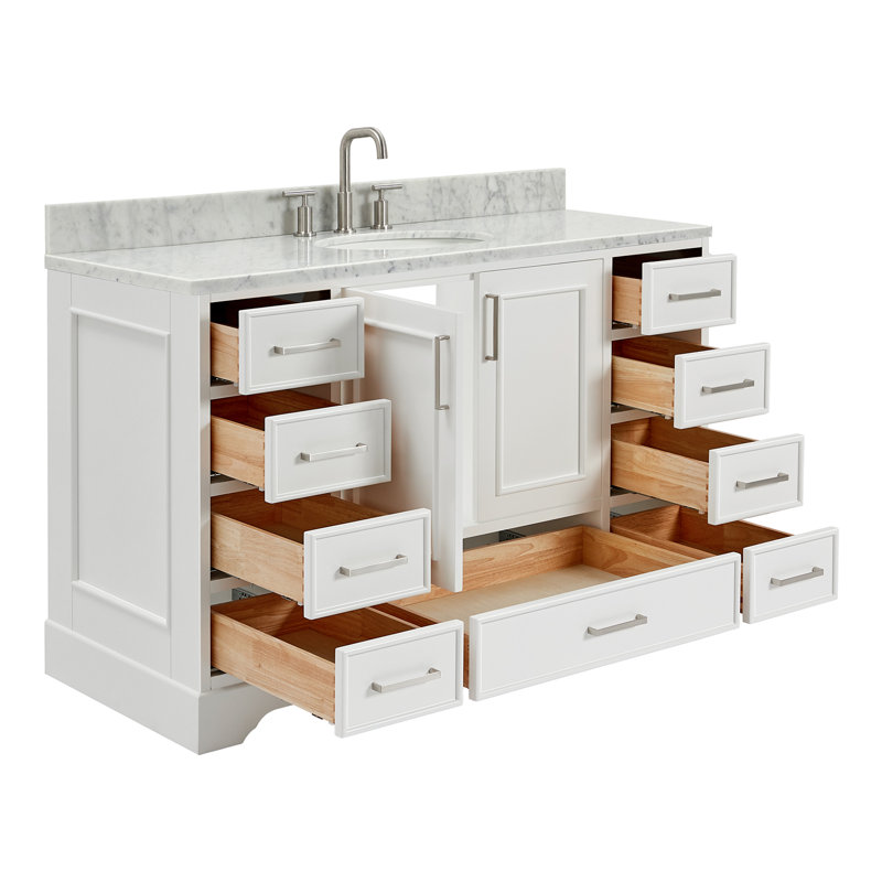 Meuble-lavabo simple avec plateau Abita 55, Blanc