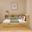 Lit de jour simple en pin massif avec deux tiroirs de rangement, cinq armoires et ports USB-704601930