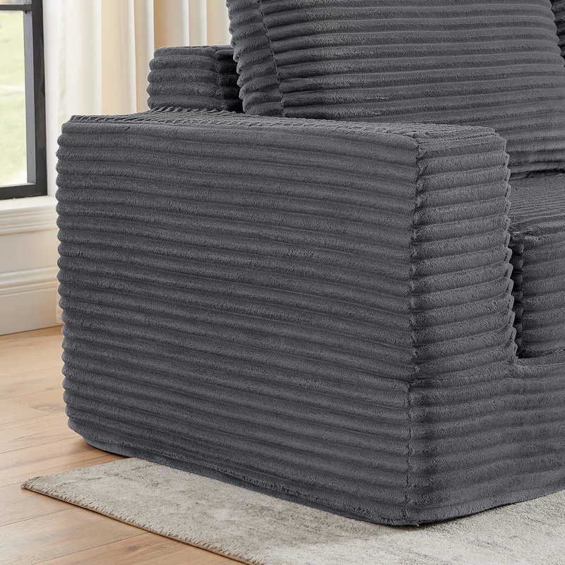Versatile Modular Sectional Sofa with Transformable Bed Function and Soft Corduroy Cover, Gray