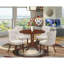 L'ensemble de mobilier de salle à manger 3 pièces comprend une table ronde avec Dropleaf et 2 chaises rembourrées en tissu bleu bébé, 42 x 42 pouces, blanc lin-1307738554-1307738555-1307738558