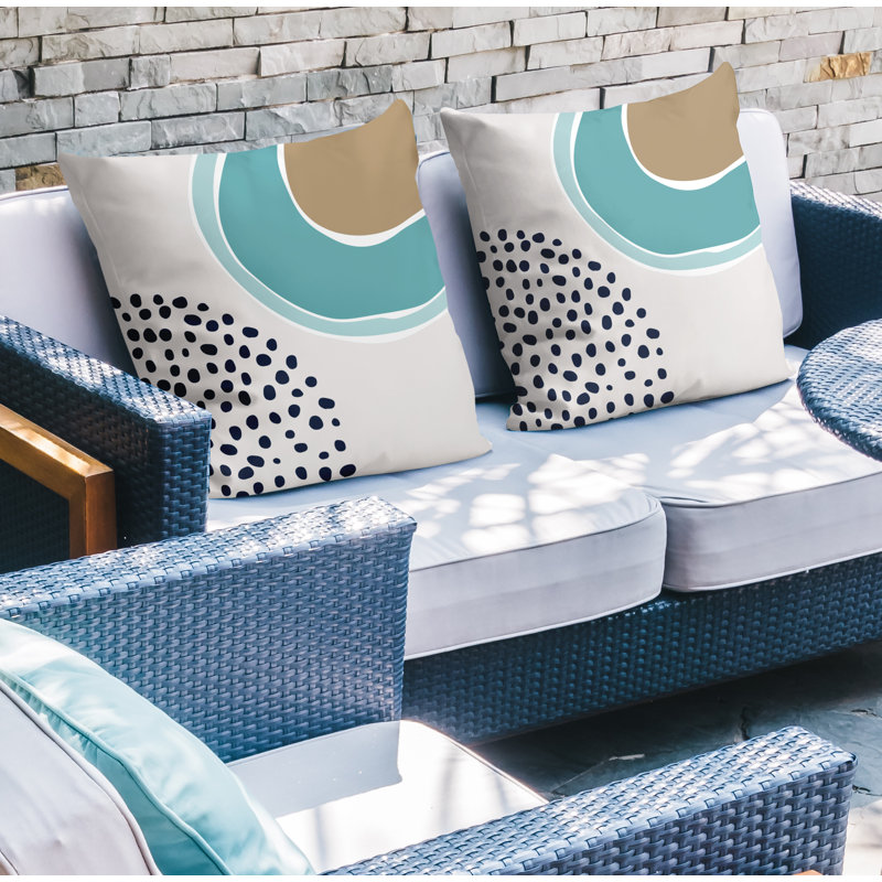 No Decorative Addition Indoor/Outdoor Reversible Throw Pillow, Turquoise, 17W" x 17H"