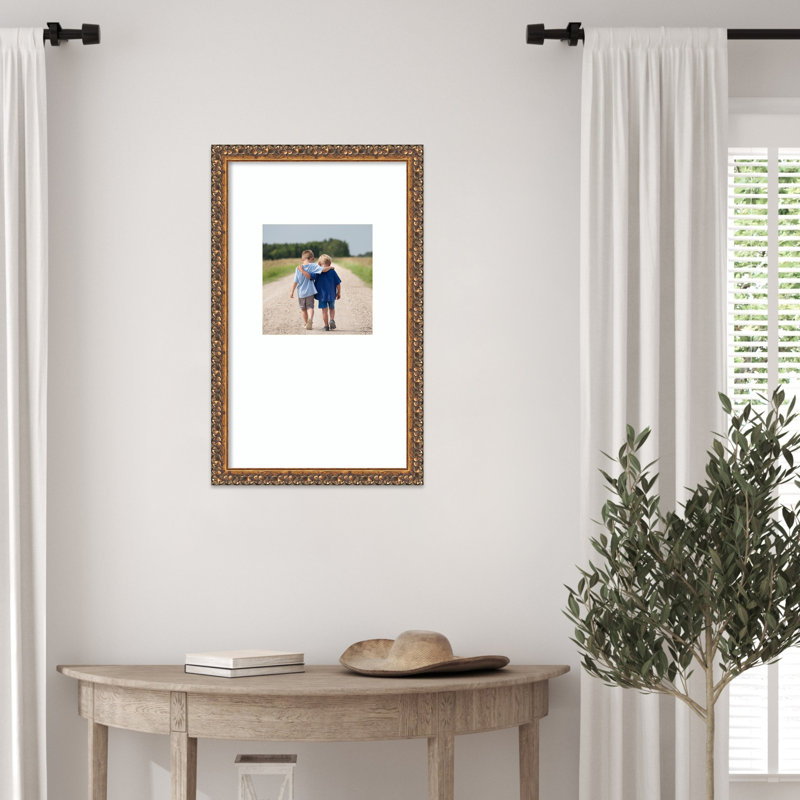 Cadre photo en bois antique bronze, Blanc brillant lisse, 13 x 22 emmêlés à 8 x 8