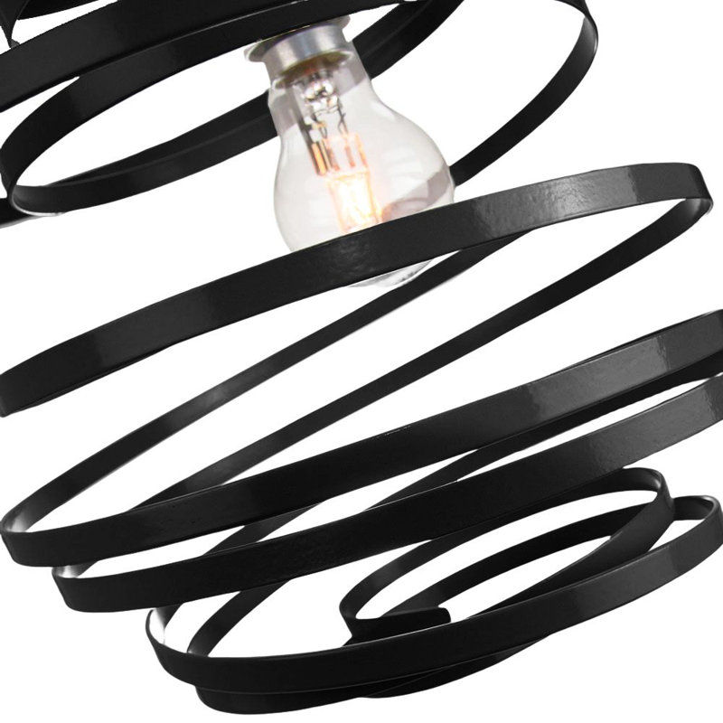Contemporary Gloss Double Ribbon Spiral Swirl Ceiling Light Pendant, Black