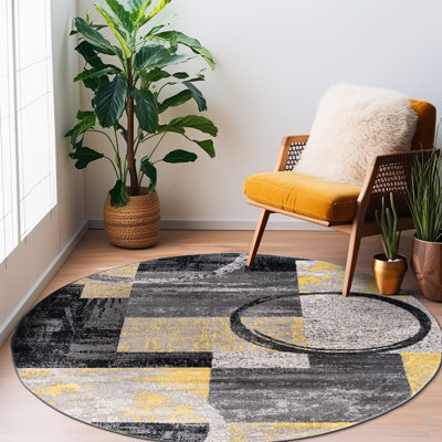 Bionda Geometric Yellow/Black/Gray Area Rug