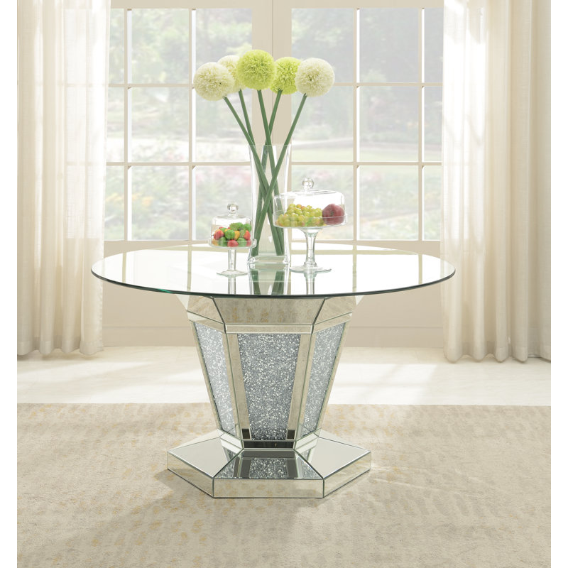 Teller 4 - Person Glass Top Pedestal Dining Set, Black