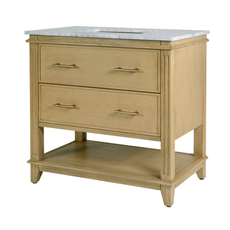 Lois 36 in. W Wood & Marble Top Single Sink Bathroom Vanity