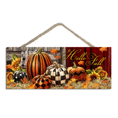 Panneau d'automne avec citrouilles en corde