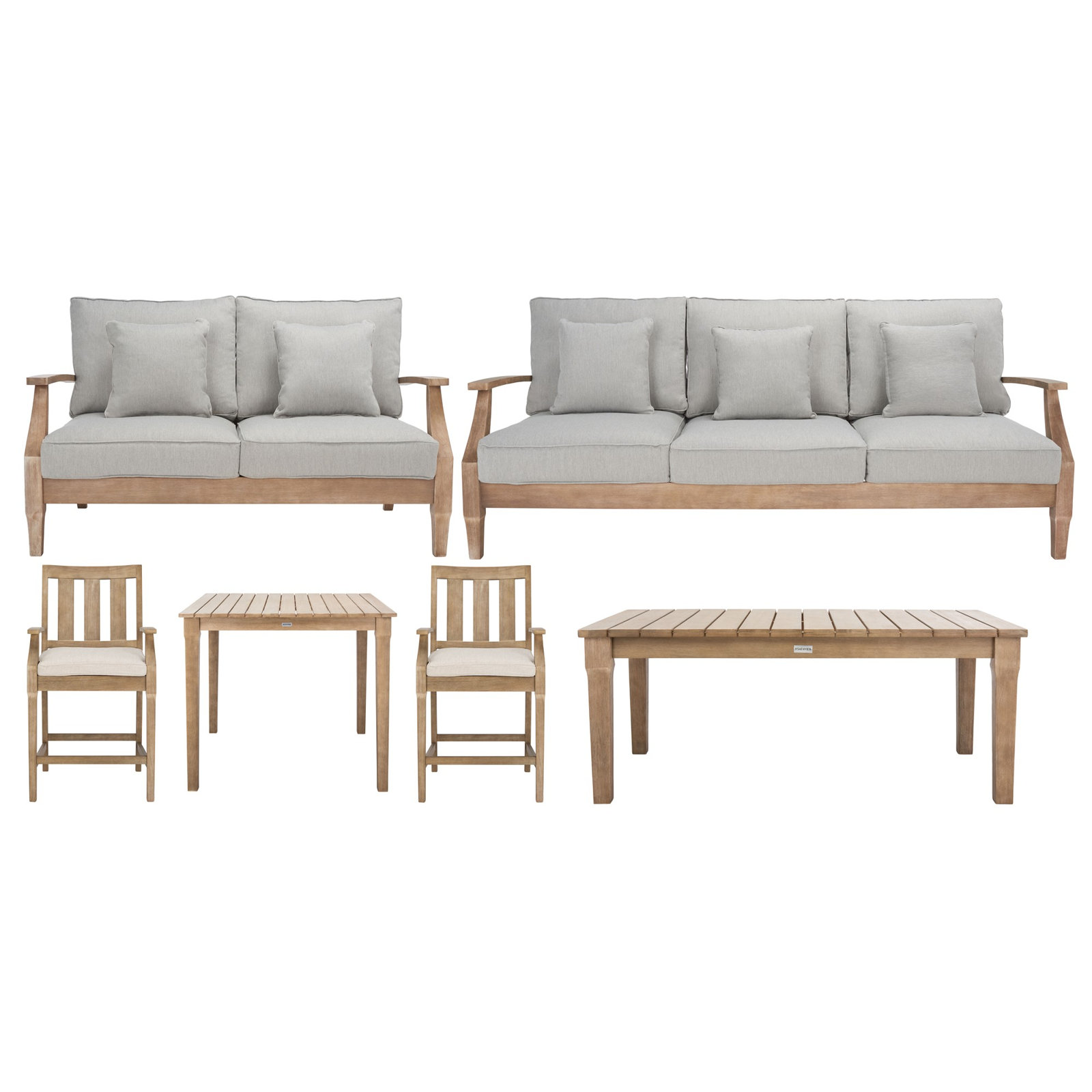 Samya Outdoor Loveseat with Cushions, Natural/Gray