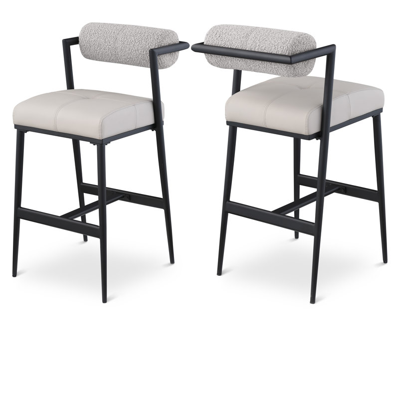 Tabouret de bar 30,12 po Kasaan, Tissu taupe bouclé