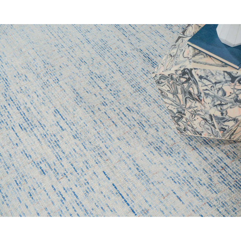 Ivory and Blue Hand-Tufted Wool Rectangular Rug, 12' x 15'