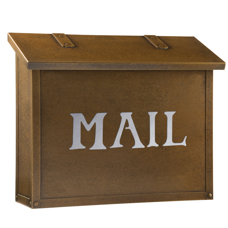 Classic Brass Wall Mounted Mailbox, Wispy White, Warm Brass