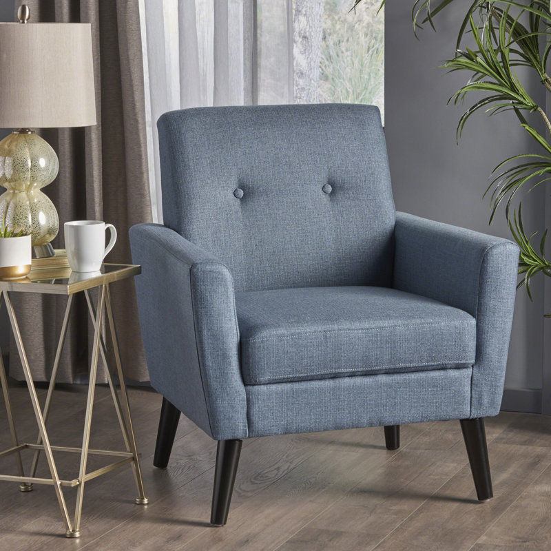 Fauteuil d'appoint moderne bleu, revêtu de tissu pour un salon confortable