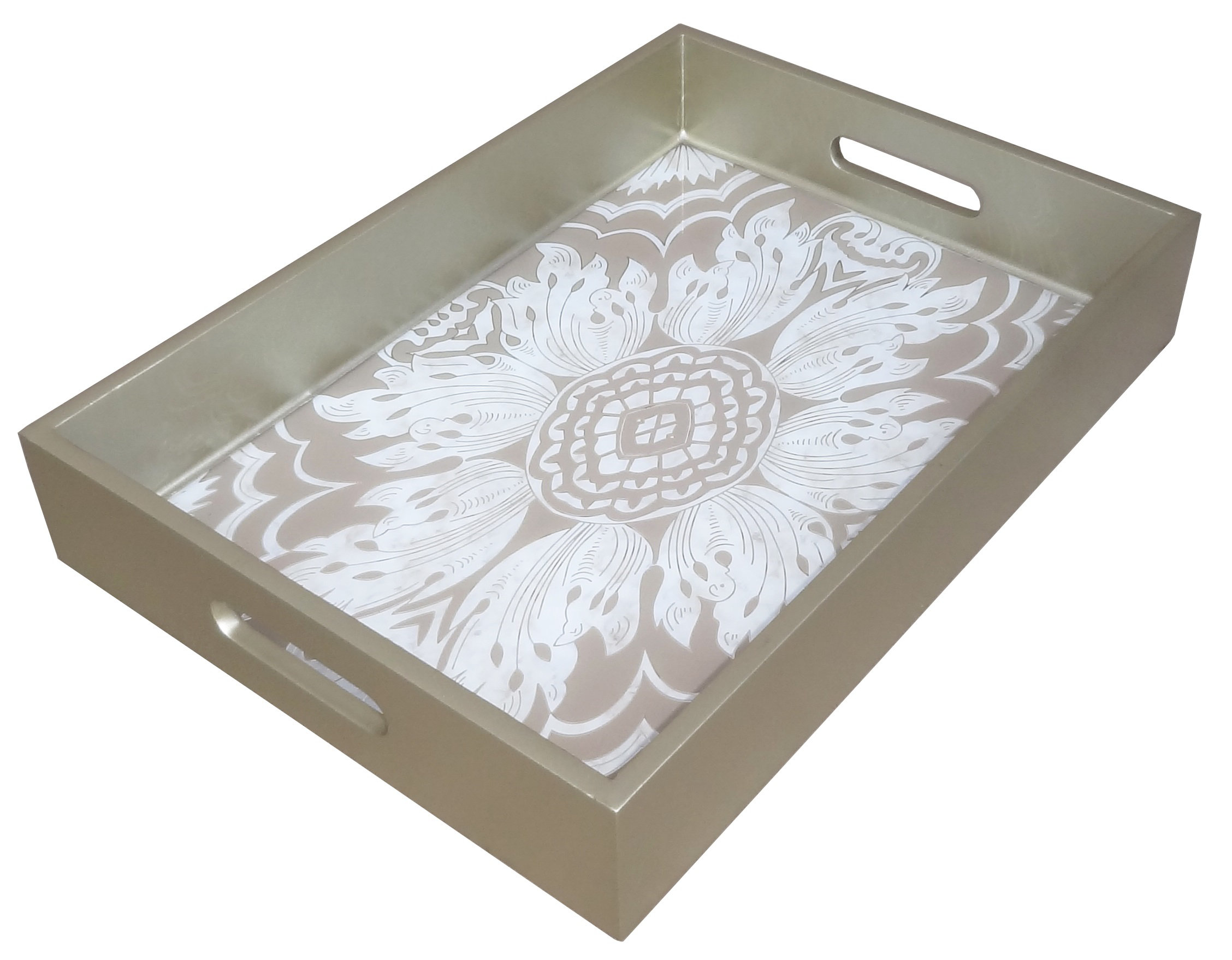 Handmade Reverse Painted Mirror Tray  Midnight - Extra Large Arcadia Home