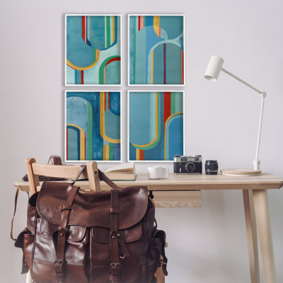  «Blue Wavy Arch Shapes», ensemble de 4 giclées par Pippin Schupbach