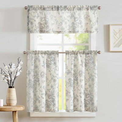 Rod Pocket Floral Kitchen Curtains