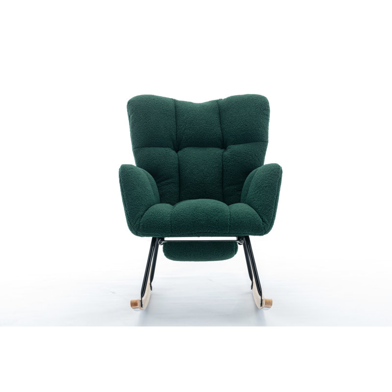 Chaise berçante confortable avec repose-pieds réglable, fabrication ergonomique de qualité qui améliore la posture, Vert