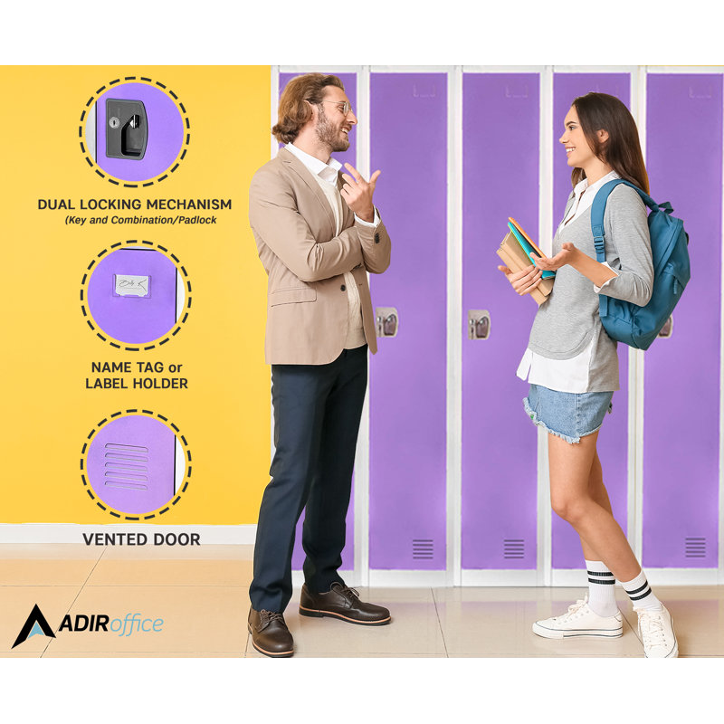 72" Tall Purple Steel Office Locker with Adjustable Shelving