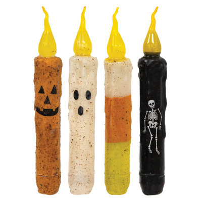 4/Set Flicker Halloween Timer Tapers