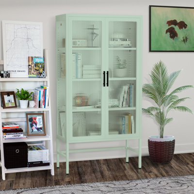 Armoire de rangement à double porte vitrée avec tablettes réglables en acier laminé à froid et armoire double