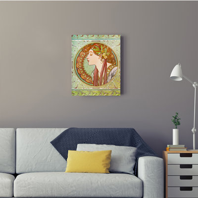 "Laurel" (1900) par Alphonse Mucha, art mural pour décor de bureau à domicile, estampe numérique sur toile