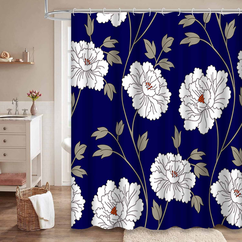 Rideau de douche avec 12 crochets Flower Art, L 72 po x l 84 po