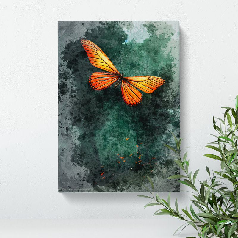 Butterfly In Watercolour No.2 - Painting, 50cm H x 35cm W x 3cm D, No Matte, Wrapped Canvas
