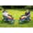 2-Piece Dark Blue All-Season Outdoor Lounge Chairs, Stainless Steel & Wood+Plastic Construction,  For Patio Leisure, Garden Relaxation Moments & Year-Round Outdoor Leisure Spaces-238750801