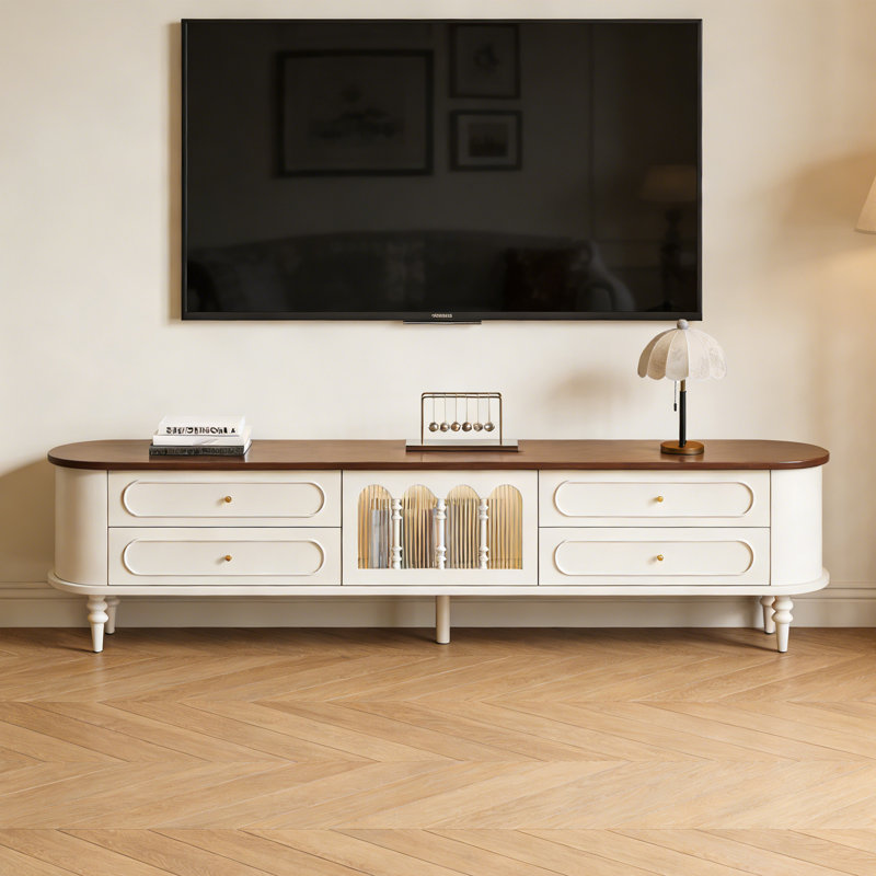 Meuble télé de rangement de style français, H 20,9 po x L 70,9 po x l 15,7 po