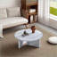 Table basse ronde blanche en bois aggloméré pour le salon, minimaliste moderne, facile à nettoyer et amp; Assemblage rapide-1370881767